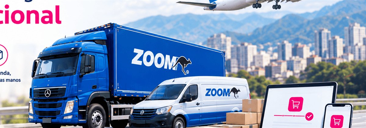 Camión y camioneta de ZOOM con cajas y una tienda online Sellibrí: entregas a nivel nacional